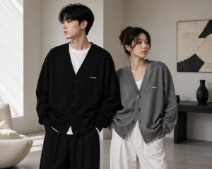 Ảnh mẫu nam và nữ mặc áo cardigan